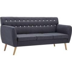 Vidaxl Sofa 3-Seater Fabric Dark Grey Upholstered Sofa Lounge Sofa Seating Furniture Couch