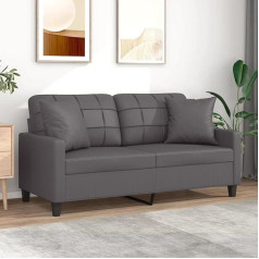 Mengtu 2-Seater Sofa with Decorative Cushions Sofa Couch Relaxing Sofa Furniture Relaxing Couch Guest Sofa Upholstered Sofa Lounge Sofa Modern Office Home Grey 140 cm Faux Leather