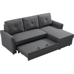 Tabker Convertible Sectional Sofa Couch, Corner Couch Sofa Bed with Storage for Living Room Apartment