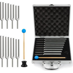 The7boX Tuning Fork Sound Healing Yoga Tool Set with 8 Pieces 256Hz 288Hz 320Hz 341.3Hz 384Hz 346.6Hz 480Hz 512Hz Aluminum Alloy Tuning Fork Chakra Set for Sound Therapy