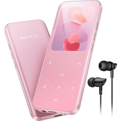 MP3 atskaņotājs Bluetooth 5.3, 32 GB HiFi skaņas mūzikas atskaņotājs ar 2,4 collu TFT krāsu ekrānu, austiņām, skaļruņiem, skārienpoguļiem, FM radio, e-grāmatu, ierakstīšanu, atbalsta TF-128GB, rozā krāsā