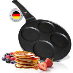 Endusor Pankūku ceptu olu panna Diametrs 26 cm ar [PowerShield] pārklājumu Indukcijas keramikas gāzes elektriskā 4x veidne Olu panna pankūkām Ceptu olu pannai Liwanz Poffertjes Blinis