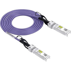 10Gtek [Ļoti populārs] 10G SFP+ DAC kabelis 2 m, Twinax SFP+ kabelis Cisco SFP-H10GB-CU2M, Meraki MA-CBL-TA-2M, Ubiquiti UniFi, D-Link, Supermicro, Netgear, Mikrotik, Open Switches