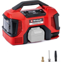 Einhell Pressito Power X-Change hibrīda kompresors (18 V, maks. 11 bāru, 31 cm šļūtenes garums, ar 3 daļu adapteru komplektu, bez akumulatora)