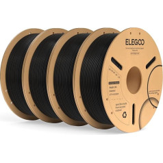 ELEGOO PLA+ filaments 1,75 mm melns 4 kg, PLA Plus 3D printeru filaments, cietinātājs un stiprāks filaments, 3D drukas materiāli, izmēru precizitāte +/-0,02 mm, saderīgs ar lielāko daļu FDM printeru (4