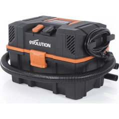 Evolution Power Tools R15VAC mitrais/sausais putekļsūcējs ar dubulto gaisa funkciju, sūkšanas un pūšanas funkciju, putekļu nosūcējs, 15L, 1000W, 42,5L/S, jaudas ligzda (1700W), komplektā ir piederumi