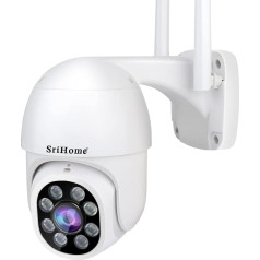 H+Y SriHome Āra Wifi āra kamera Full HD 1080P, SriHome IP kamera ar nakts redzamību, 1080P PTZ IP novērošanas kamera ar 350° panorāmu un 90° slīpumu, cilvēka uztveršanas funkciju, divvirzienu audio signāls