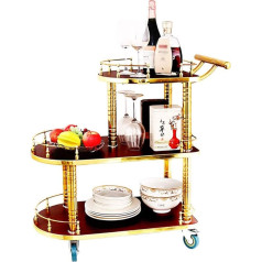 SGSG Serving Trolley 3 slāņu tējas ratiņi Nerūsējošā tērauda pusdienu ratiņi Koka paplātes ritošā uzglabāšanas rīku ratiņi Mobile Hotel & Restaurant Furniture