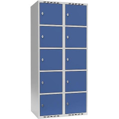 kaiserkraft | Schließfachschrank Fydor | 5 Fächer | lichtgrau/brillantblau | B 800 mm | 2 Abteile | flache Dachform | Vorhängeschloss