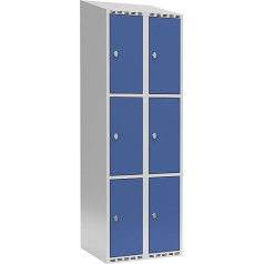 kaiserkraft | Schließfachschrank Fydor | 3 Fächer | lichtgrau/brillantblau | B 600 mm | 2 Abteile | schräge Dachform | Vorhängeschloss