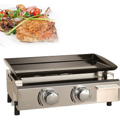 Gāzes BBQGriddle Grillbrenner LPG Steakmaschine Gusseisen-Kochplatte Außengrill Großer tragbarer Tisch Antihaft-Stahl-Grillplatte Teppanyaki-Kochplatte Gewerbliche und Gartennutzung,