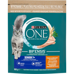 Purina one bifensis senior 7+ ar vistas gaļu un pilngraudu produktiem - sausa kaķu barība - 800 g