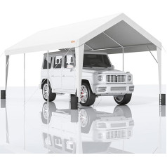 VEVOR Carport Car Canopy āra garāžas nojume ar 8 pastiprinātiem stabiem un 4 svērta svara kabatām UV izturīga ūdensnecaurlaidīga auto garāžas telts svinībām dārza laivai tumši pelēka