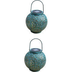 Veemoon Pack of 2 saules laternas Saules āra laternas Saules powered Lights āra LED Patio laterna Ziemassvētku saules gaismas pagalma dekorēšanas lampa Hanging Lantern Hollow Lamp Wrought Iron