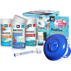 Höfer Chemie BAYZID® Pool Starterset 7 TLG Wasserpflege durch Pool Chlor Granulat, PH Minus und Multitabs, Körnig