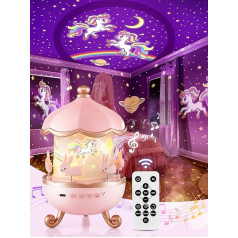 Starry Sky Projector Children, Music Box Baby Girls, Night Light Children's Night Light Baby, Bedside Lamp Children, LED Starry Sky Projector Baby, Unicorn Gifts for Girls, Baby Gift Girls