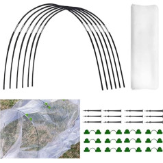 BNGXR Augu tuneļa arkas, siltumnīcas riepas, Polytunnel, 2,5 x 6 m Polytunnel, Tīkls aizsardzībai pret kukaiņiem, Dārza skavas, Dārza tuneļa riepas, Polytunnel arkas, siltumnīcai, augiem, dārzeņiem, augļiem