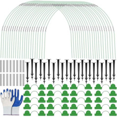 TKGEOUE Augu tuneļu arkas 109 gabalu tuneļu arkas Paaugstinātas gultas siltumnīcas riepu arkas, Polytunnel dārza tuneļu arkas, stikla šķiedras atbalsta rāmis, augu tunelis augu segumam