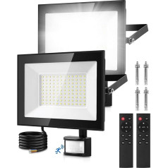 Lightasea LED prožektors ar kustības sensoru, 100 W, 10000 LM lukturis ar tālvadības pulti, IP66 ūdensizturīgs LED prožektors, 6500 K Cool White, īpaši spilgts LED prožektors dārzam,