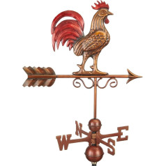 Labas norādes 1975RED Bantam Red Rooster Weathervane tīra vara roku darbs daudzkrāsaina patina