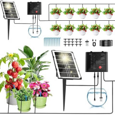 Debfhzzn Saules irigācijas sistēma, balkona irigācijas sistēma, automātiskā laistīšanas sistēma ar 12 taimera režīmiem un 15 m šļūteni dārza augiem, paaugstinātām dobēm, siltumnīcām, podiņiem, podiņiem, telpaugiem Brīvdienas
