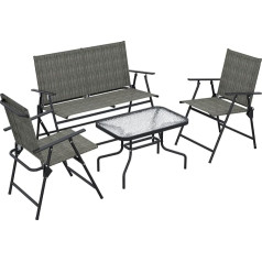 Outsunny 4-Piece Garden Furniture Set, Folding Set Including 1 Table, 2 Chairs, 1 Two-Seater, Balcony Furniture Set, Bistro Set for Patio, Metal, Brown