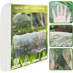 ZZMYSYXL Gartennetz, 3 x 12 m, ultrafeines Gartennetz, Reihenabdeckung, Barrierenschutznetz für Vögel, Tiere, Pflanzennetz für Gemüse, Obst, Blumen, Ernte, Gewächshaus