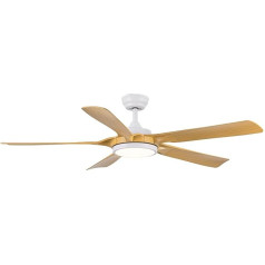 Newday griestu ventilatori, Woody, 142 cm griestu ventilators ar apgaismojumu un tālvadības pulti, kluss, liels griestu ventilators ar apgaismojumu, ar iespēju aptumšot, griestu lampa ar 5 lāpstiņām, 3 taimeri, 6 zobrati, līdzstrāvas motors