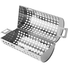 KEESHA BBQ BBQ Roller Grill Basket - izturīgs nerūsējošā tērauda dārzeņu un zivju grilēšanas grozs - BBQ Grila piederumi āra grilam - lieliska BBQ dāvana vīriešiem