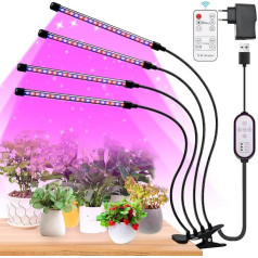 BOOTEEK Plant Light LED Full Spectrum Plant Lights 80 LEDs Plant Light 6500 K/3000 K/660 NM Grow Light for Remote Control, Timer Switch, 3 Modes, 10 Types of Brightness for Gardening