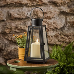 Lights4fun TruGlow® LED Solar Lantern Black Metal 25 cm LED Candle Solar Outdoor Garden Solar Lights for Outdoor Use