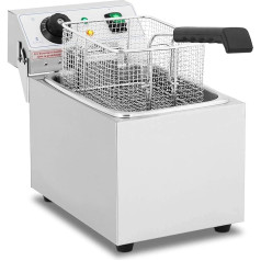 Royal Catering elektriskā fritēze RCEF 08EB (8 L, 3200 W, temperatūras diapazons: 50-200 °C, aukstā zona, ar vāku)