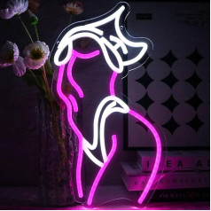 OYCGZV Lady Neon Sign Pink White LED Neon Sign Wall Sexy Lady Neon Sign USB LED Sign for Bar Bedroom Bedside Art Wall Decoration Playroom Cave Party Gift for Girls Friends