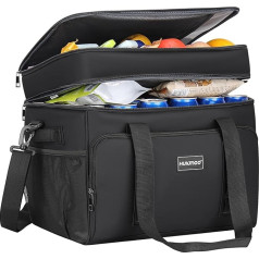 Hulongo Kühltasche Isoliert Kühltasche Wasserdicht Picknick Doppel-Thermotasche für Camping, Reisen, Lebensmittelgeschäft Einkaufen & Angeln, 42L, Schwarz