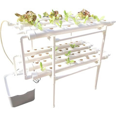 lalalaleny Hidroponikas audzēšanas sistēma Hydroponic Site Grow Kit 72 augu vietas Hidroponiskā dārzkopības sistēma Cauruļvadu hidroponika garšaugiem, augļiem un dārzeņiem (2 slāņi, 72 stādīšanas vietas)