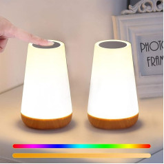 Lightess Dimmable Bedside Lamp Set of 2 Table Lamp Dimmable RGB Touch Smart Night Light Mood Light 13 Colours and Colour Changing for Children's Room Bedroom Living Room Study etc.