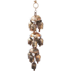 De Kulture Bell Metal Chandelier Wind Chime Hanging Bells for Home Garden Balcony Decor Ideal for New Year Anniversary Birthday Party Decoration Brown, 2x13 (DH) Inches