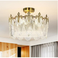 Depuley moderns kristāla griestu gaismeklis, 50 cm kristāla lustra zelta krāsā, daļēji iebūvēta griestu gaisma LED, gaisma ar elegantu dizainu, E14 x 6 gaismekļi viesistabai, ēdamistabai, restorānam