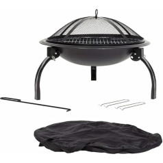 La Hacienda Camping Feuerstelle Ø 54 cm - Feuerkorb für den Garten - Feuertonne & Feuerstelle - Feuerschale Feuerkorb aus stabilem Stahl - Mit Grillrost & Schürhaken zum Kochen 54x54x43 cm