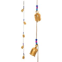 Rustic Vintage Bell mājas sienu apdare dārzs - 5 roku darbs zvani virknē ar pērlītēm Wind Chime Bell Govs Cat Cat Cattle Bells Dāvana (Antique Golden Big Bell - 1 string)