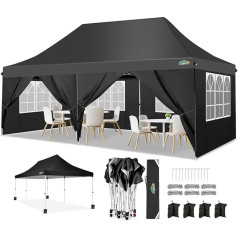 COBIZI Faltpavillon 3x6, Pavillon 3x6 Wasserdicht Stabil, Partyzelt mit 6 Seitenwänden, Upgrade-Hochdach und Tragetasche, Outdoor Pop Up Gartenpavillon für Fest, Hochzeit, Picknick, Markt, UV 50+