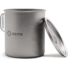 GRITR Titan Ultralight 450 ml (16 oz) kauss ar salokāmiem rokturiem un vāku kafijai, tējai, ūdenim | Pārnēsājams universāls kauss kempingam, piknikam, brīvdabas ēdienu gatavošanai, ceļošanai