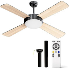 HOOLED griestu ventilators ar gaismu, griestu ventilatora lustra ar taimeri, regulējams spilgtums un krāsu temperatūra, griestu ventilators (FAN101)