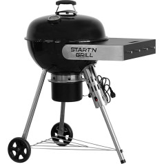 Start N Grill - Grill 57 cm Charcoal with Automatic Ignition - SNG Evolution - Ignition in 3 Minutes, Outdoor Kitchen, Enamelled, Worktop Tablet, Lid Holder, Stainless Steel Grate, Patented