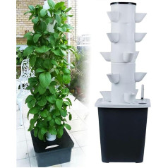 RAABYU Hydroponik-Turm, Hydroponisches Anbausystem für den Garten, Aeroponik-Anbauset für Kräuter, Obst und Gemüse mit Hydratationspumpe, Adapter, Ne