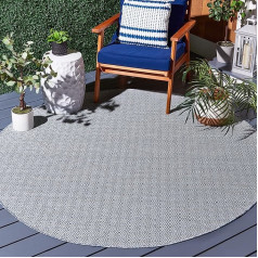 SAFAVIEH Hampton Collection HTN230M Navy & Ivory Navy & Ivory Round Non Shed Easy Care Indoor/Outdoor Area Rug Mazgājams 6 pēdas