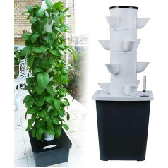 KKMNDE Hydroponik-Turm, Hydroponisches Anbausystem für den Garten, Aeroponik-Anbauset für Kräuter, Obst und Gemüse mit Befeuchtungspumpe, Adapter, Netztöpfen, Timer fü