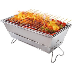 Lixiin Charcoal Barbecue Camping Grill Charcoal Folding Grill Portable Grill 40 x 18.5 x 18 cm Grill Folding Grill Camping Grill for 2-4 People for Camping Garden Picnic Party