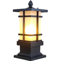 WFZRXFC Säulenlampe für den Außenbereich, rostfrei, rostfrei, aus Aluminiumdruckguss, Gartenwand, Terrasse, Säule, Leuchte, quadratisch, moderne, regenfeste, schwarze Glaslaterne, IP44 wasserdichte Au