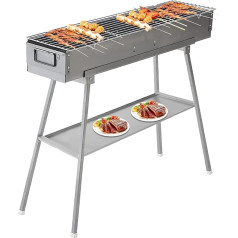 Neltharion Tragbarer Holzkohlegrill mit Ablagebrett, rutschfeste Füße, verlängerte kommerzielle Grills, geeignet für Camping, Party, Garten, Outdoor, Reisen, groß